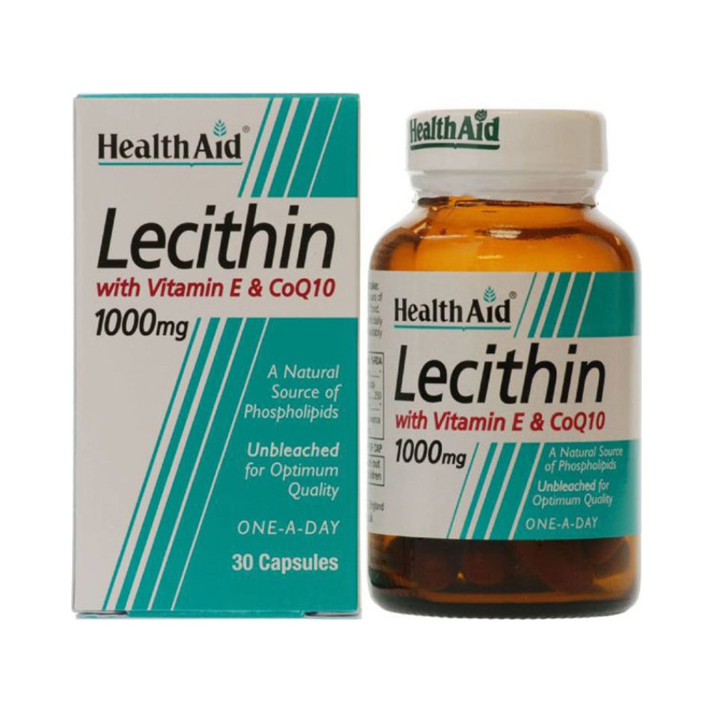 Health Aid Lecithin with Vitamin E & Q10 Συμπλήρωμα Διατροφής με Λεκιθίνη 1000mg 30 κάψουλες - Image 1