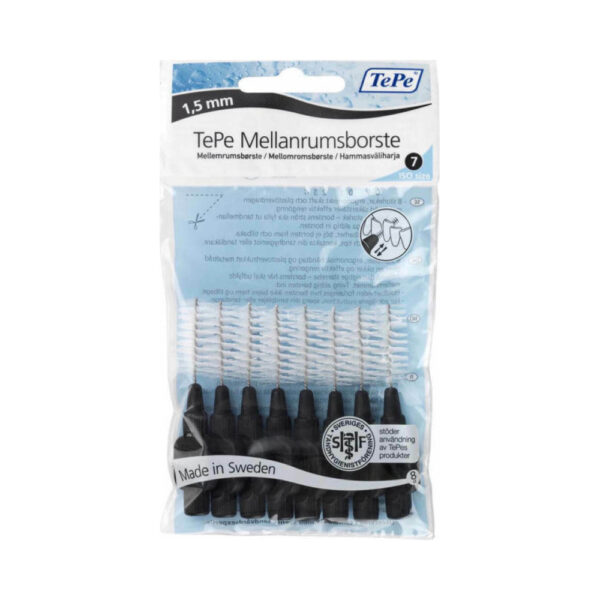 TePe Original Μεσοδόντια Βουρτσάκια 1.5mm Μαύρα 8τμχ