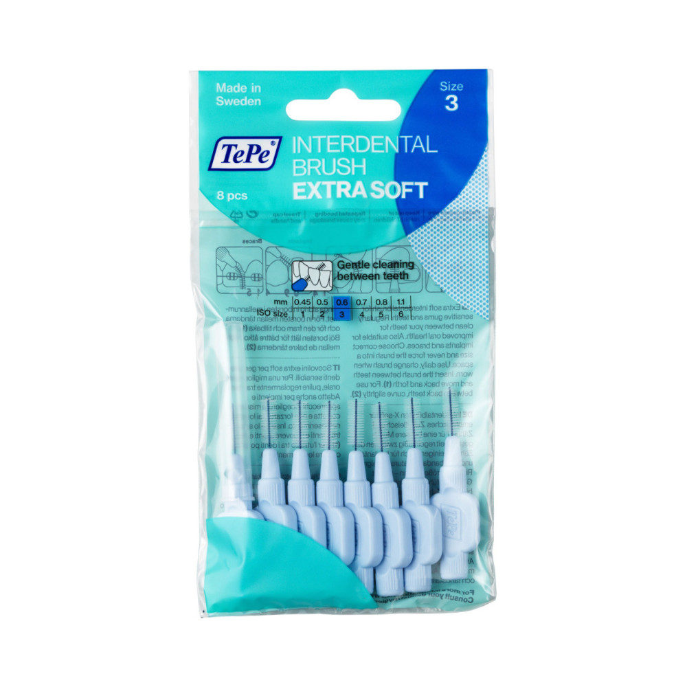 TePe Extra Soft Μεσοδόντια Βουρτσάκια 0.6mm Γαλάζια 8τμχ - Image 1