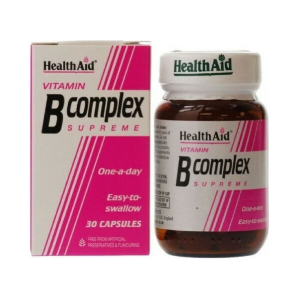 Health Aid Vitamin B Complex Supreme 30 caps Βιταμίνη για Ενέργεια, τα Μαλλιά & τo Δέρμα 30 κάψουλες