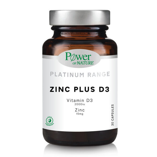 Power Of Nature Platinum Range Zinc Plus D3 15mg 2000iu 30 κάψουλες