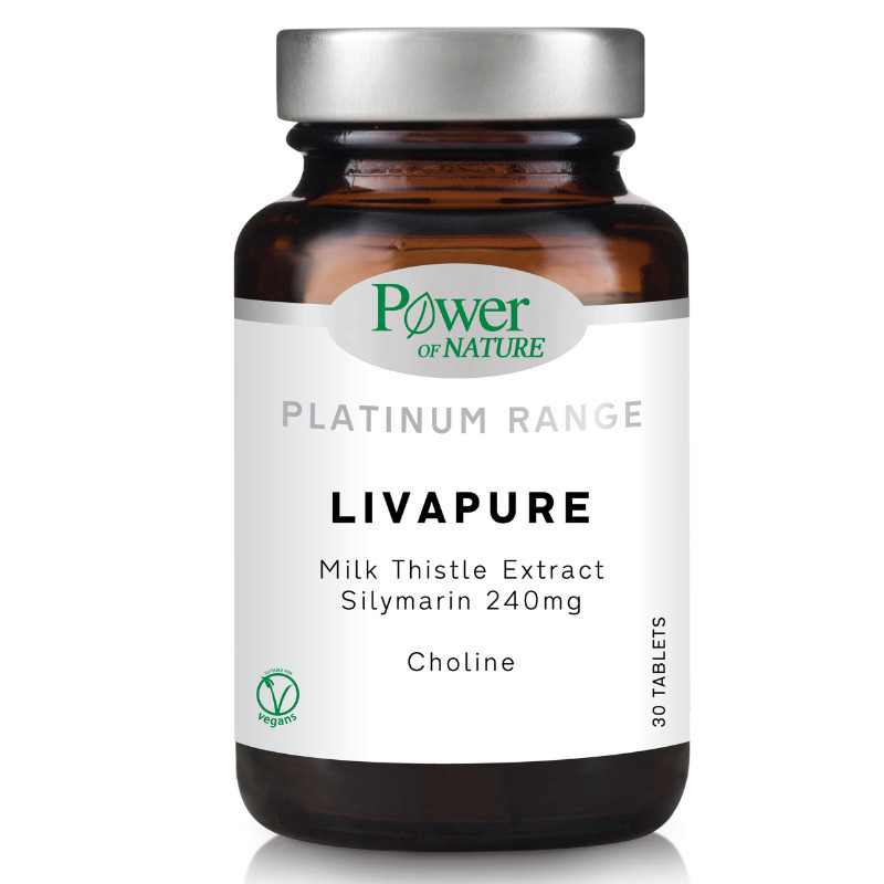 Power Of Nature Platinum Range LivaPure Milk Thistle Extract Silymarin 240mg & Choline 30 ταμπλέτες - Image 1